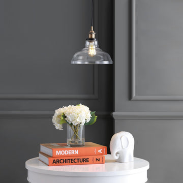 Litchfield 11" Farmhouse Metal/Glass LED Pendant - JONATHAN Y